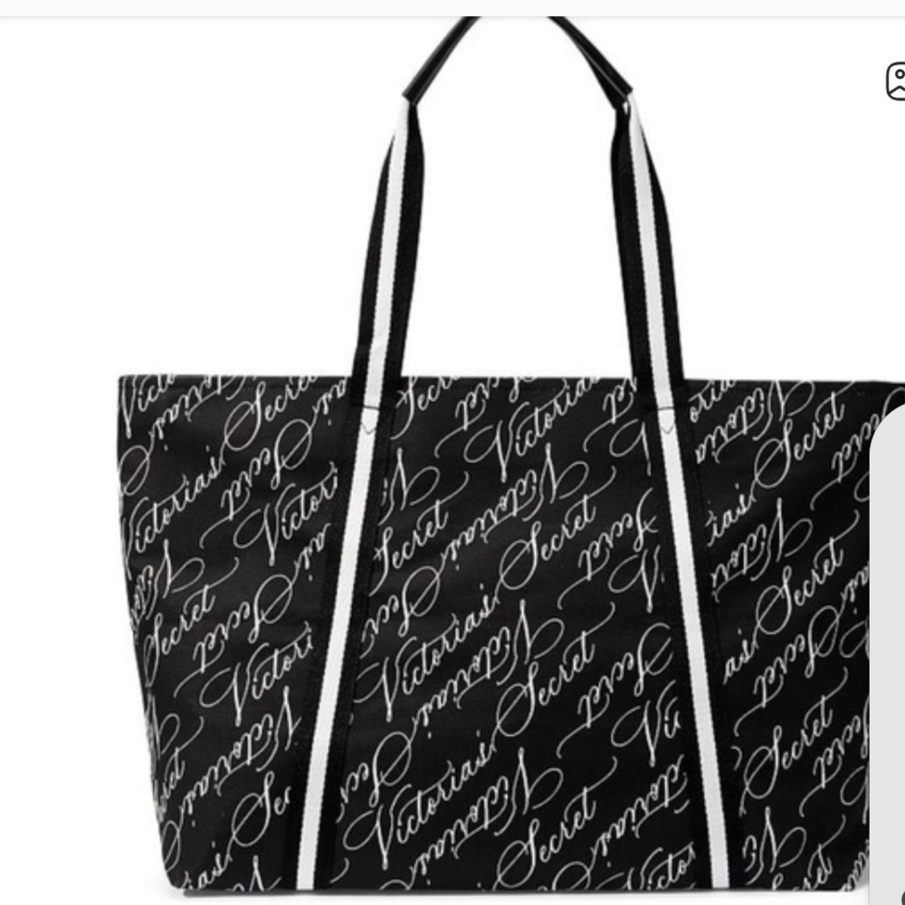 Victoria's Secret Black and White Script Tote